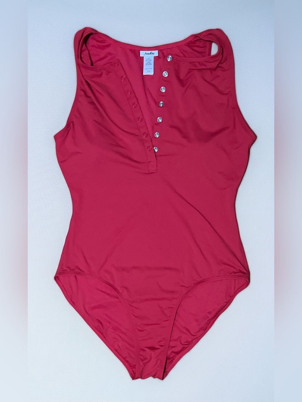 Andie Bright Red Girls' One-Piece Bodysuit with Button Placket